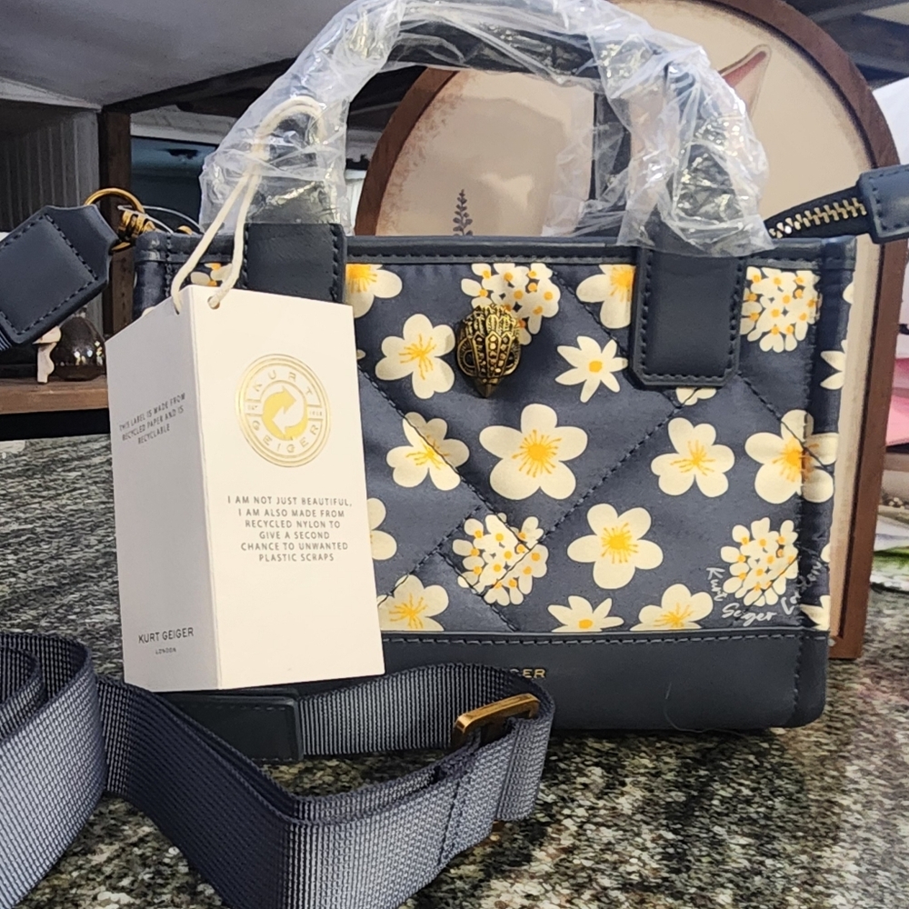 Kurt Geiger London Blue Floral Women's Bag- Made From Recycled Materials.